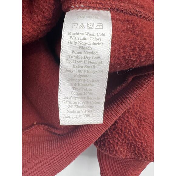 Everlane ReNew Red Fleece Long Sleeve Crewneck Pullover Sweatshirt Size XS - Picture 4 of 7